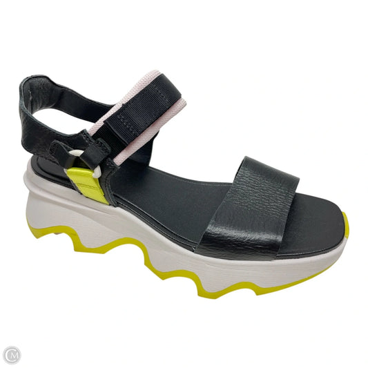 Sandals Heels Wedge By Sorel In Black & White, Size: 9