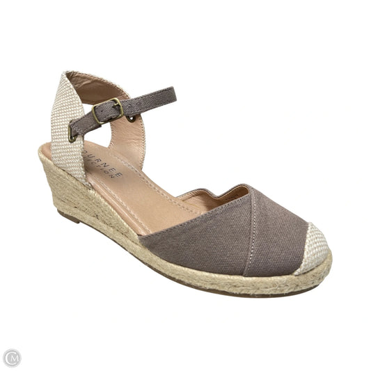 Sandals Heels Wedge By Journee In Taupe, Size: 9