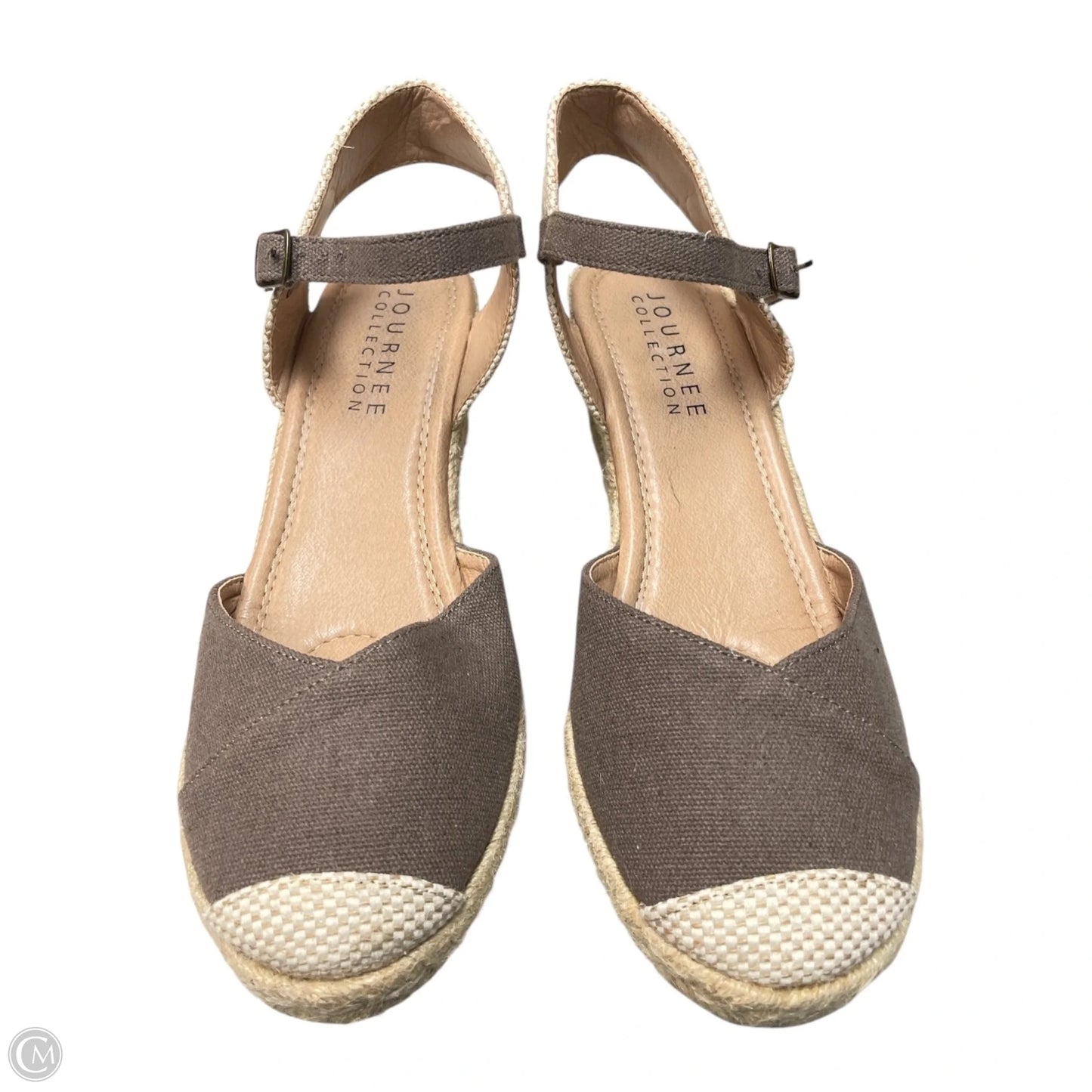 Sandals Heels Wedge By Journee In Taupe, Size: 9