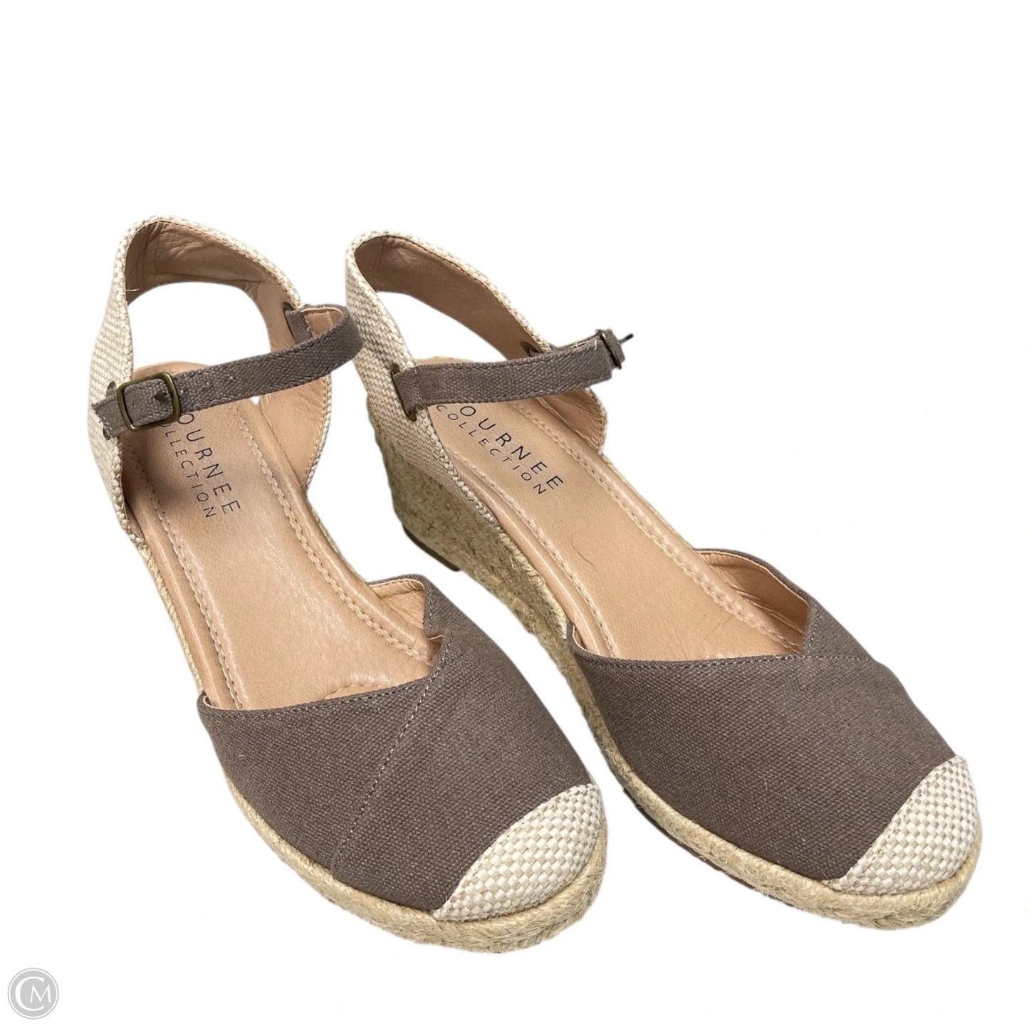 Sandals Heels Wedge By Journee In Taupe, Size: 9