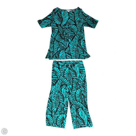 Top Short Sleeve By Chicos In Black & Green, Size: L