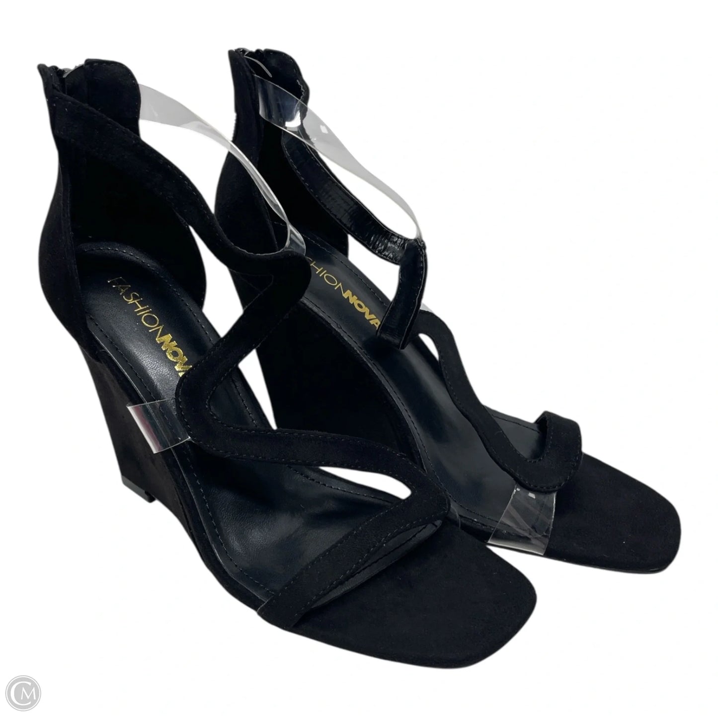 Sandals Heels Wedge By Fashion Nova In Black, Size: 8