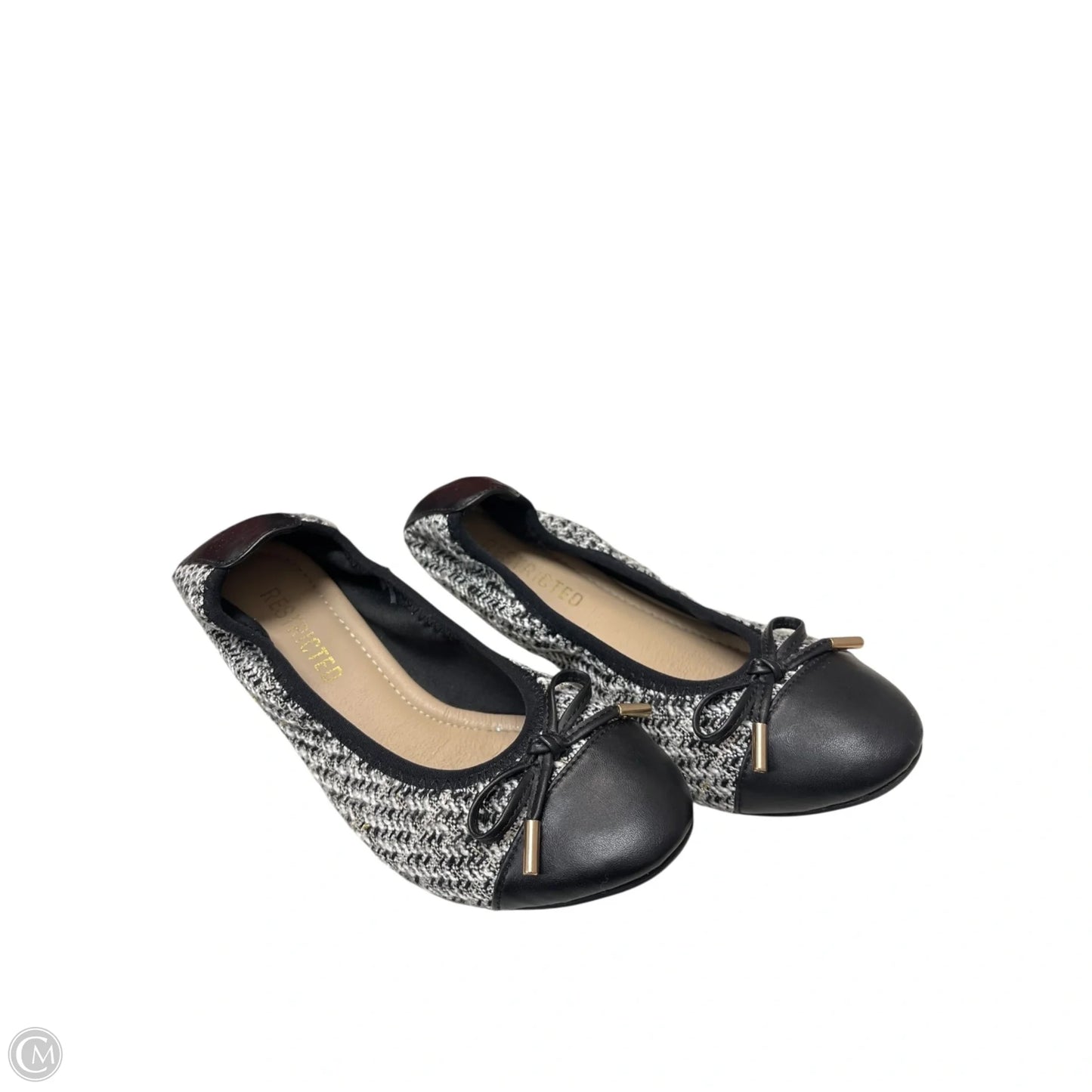 Shoes Flats By Restricted In Black & White, Size: 6