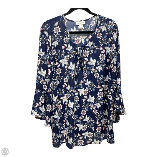 Top Long Sleeve By Style And Company In Floral Print, Size: 3x