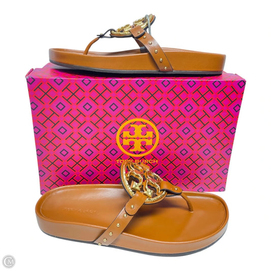 Sandals Designer By Tory Burch In Brown & Gold, Size: 7