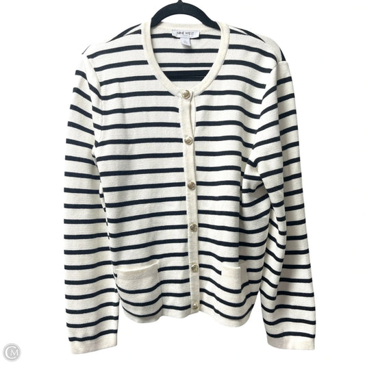 Sweater Cardigan By Nine West In Striped Pattern, Size: L