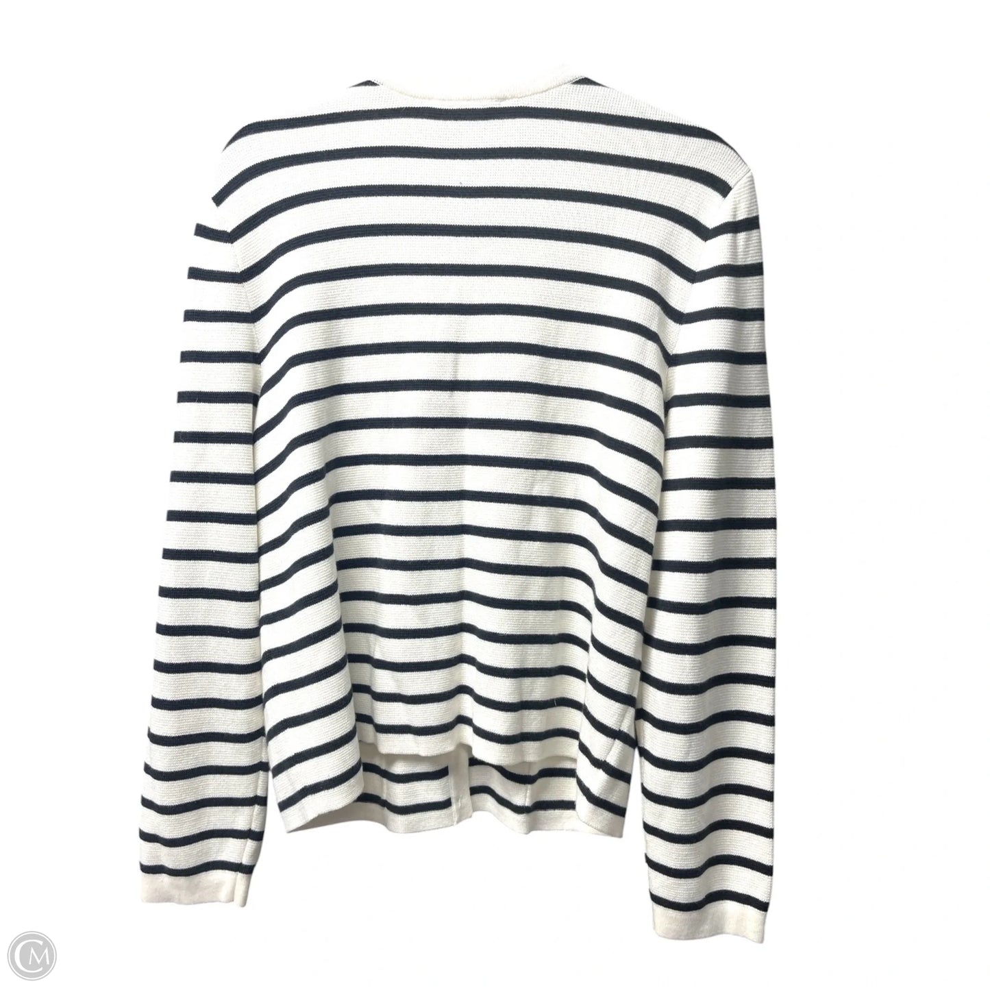 Sweater Cardigan By Nine West In Striped Pattern, Size: L