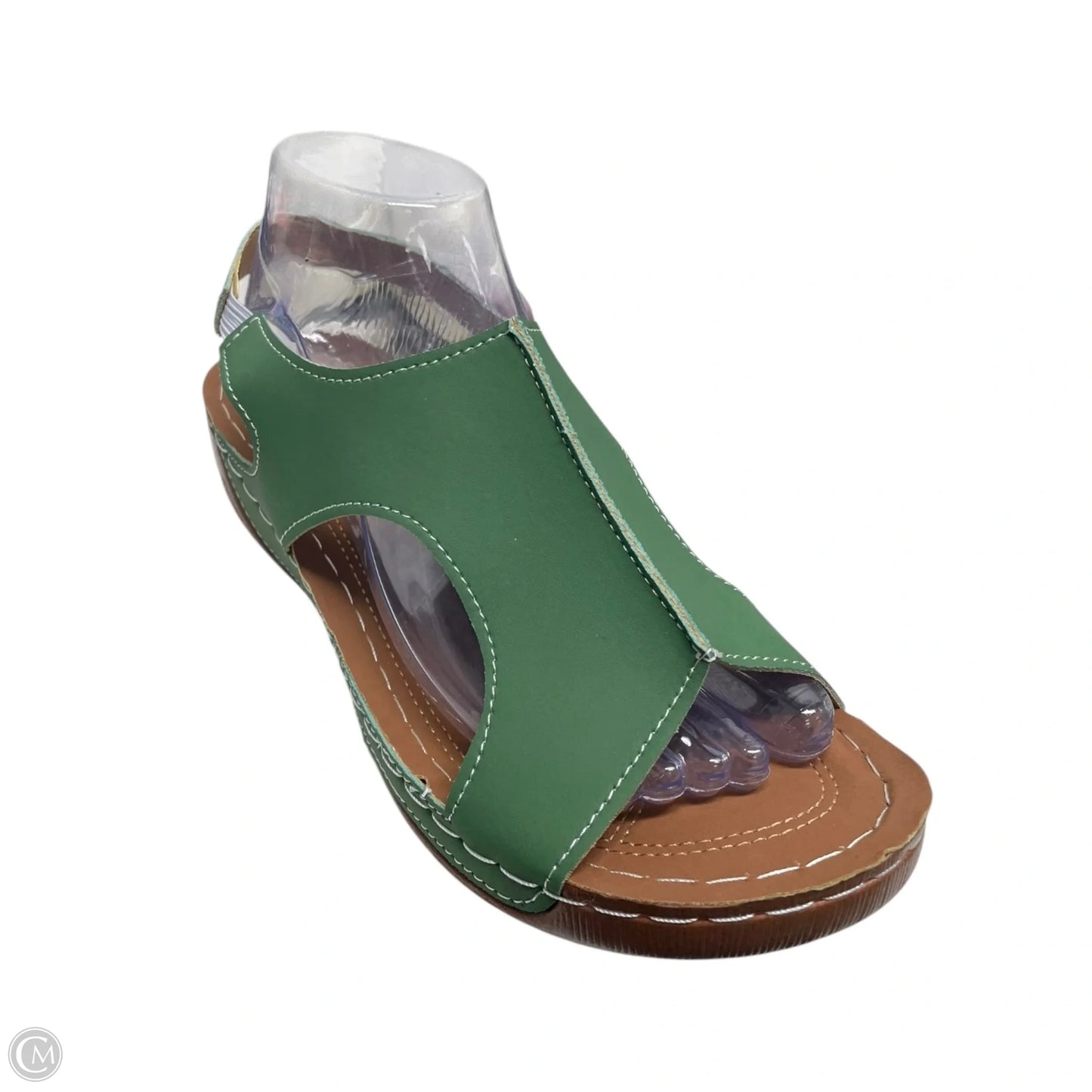 Sandals Heels Wedge By Cmf In Green, Size: 9