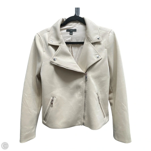 Jacket Moto By Ann Taylor In Tan, Size: Mp
