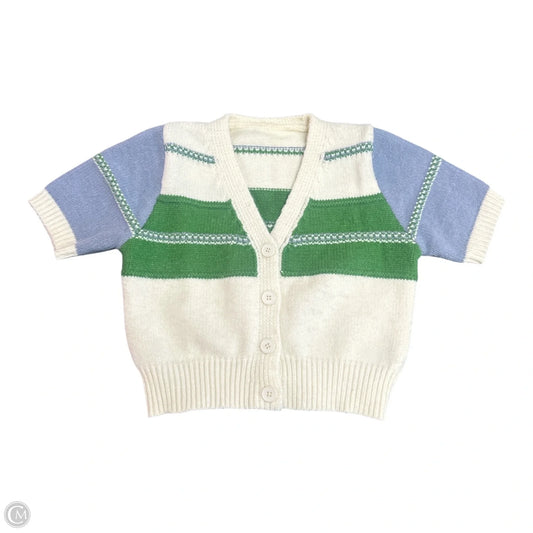 Sweater Cardigan By Cider In Cream & Green, Size: Xs