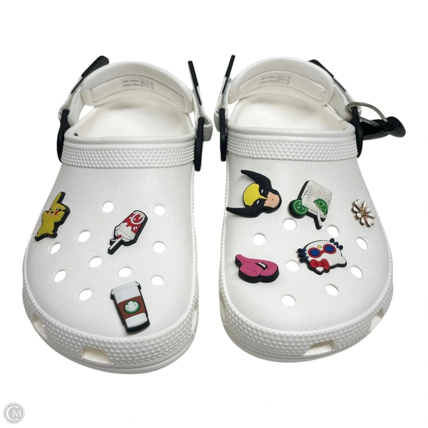 Shoes Flats By Crocs In White, Size: 5