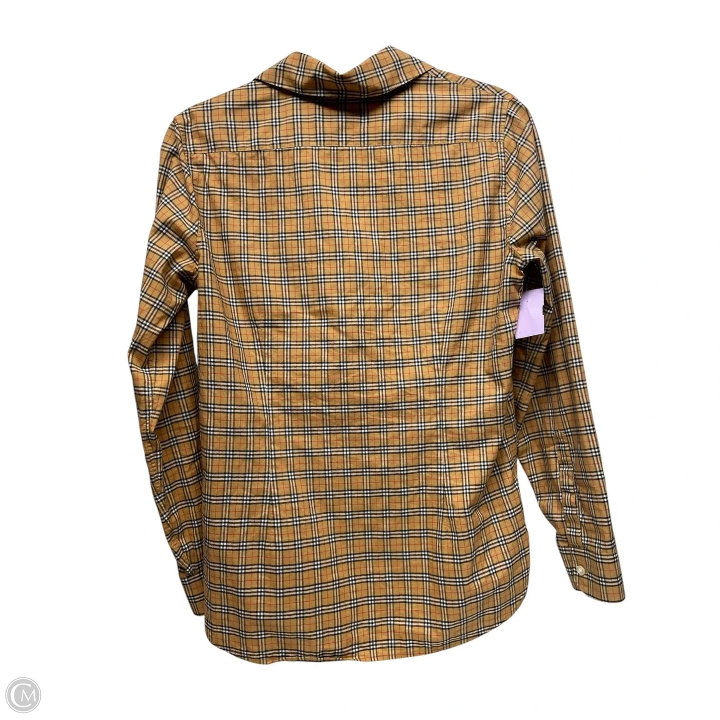 Top Long Sleeve Luxury Designer By Burberry In Plaid Pattern, Size: 6