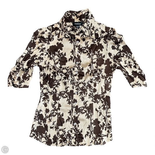 Top Short Sleeve By Bebe In Brown & Cream, Size: M