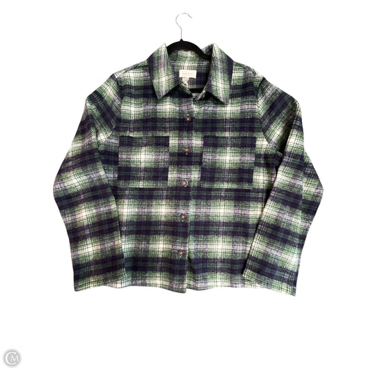 Jacket Shirt By Melloday In Blue & Green, Size: Xl