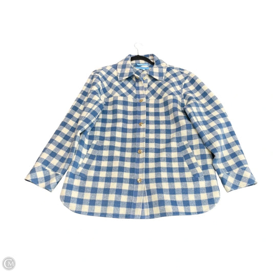 Jacket Shirt By Draper James In Blue & White, Size: M