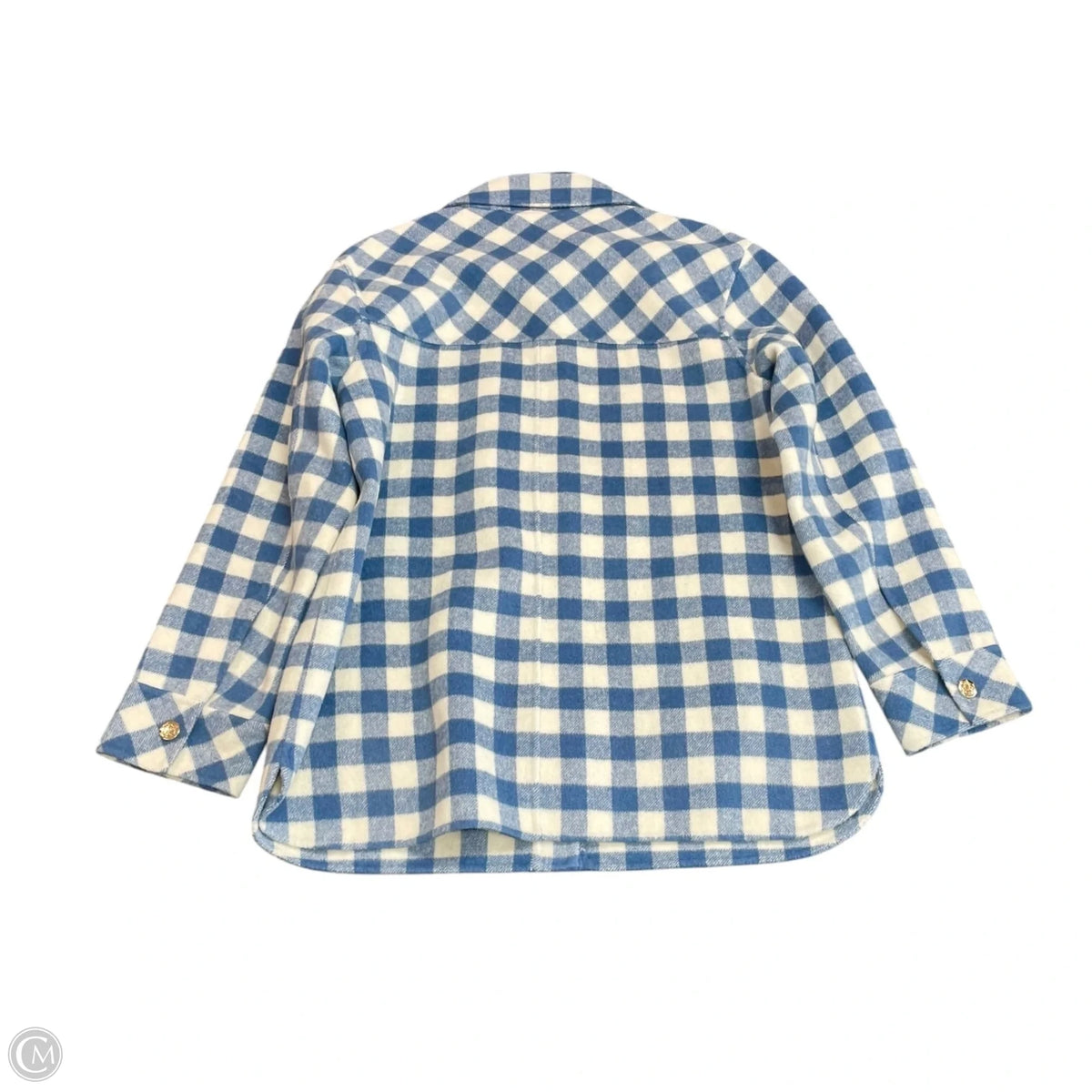 Jacket Shirt By Draper James In Blue & White, Size: M