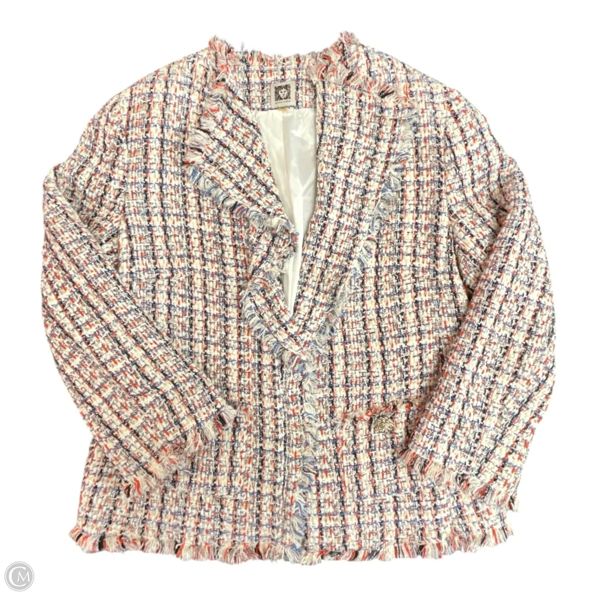 Blazer By Anne Klein In Blue Red & White, Size: 8