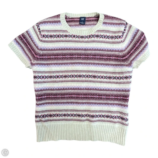 Sweater Short Sleeve By Gap In Cream & Pink, Size: L