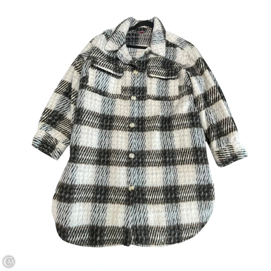 Jacket Shirt By Vince Camuto In Brown & Cream, Size: 1x