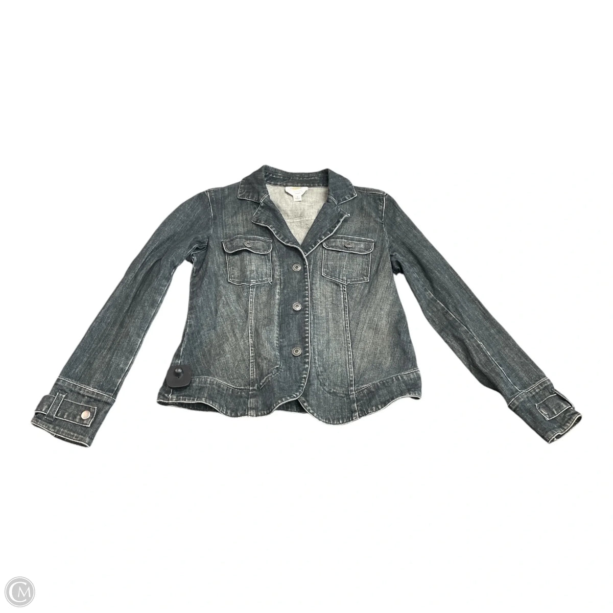 Jacket Denim By Talbots In Black Denim, Size: 8