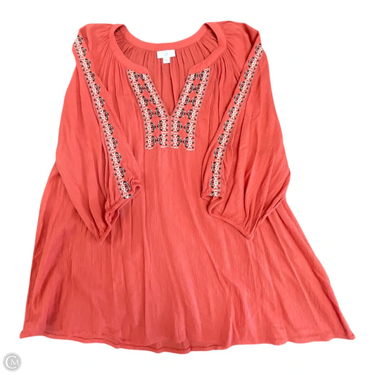 Top 3/4 Sleeve By J. Jill In Coral, Size: 2x