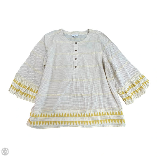 Top Long Sleeve By J. Jill In Tan & Yellow, Size: L