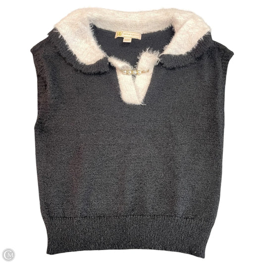 Sweater Short Sleeve By Clothes Mentor In Black & White, Size: L