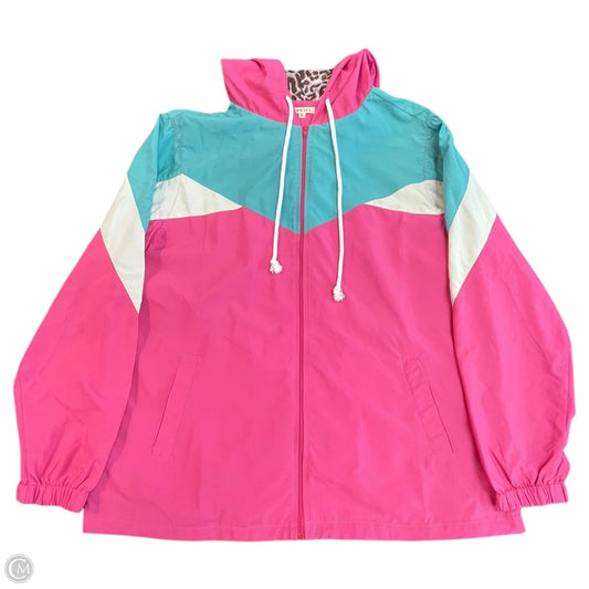 Jacket Windbreaker By Jodifl In Green & Pink, Size: S