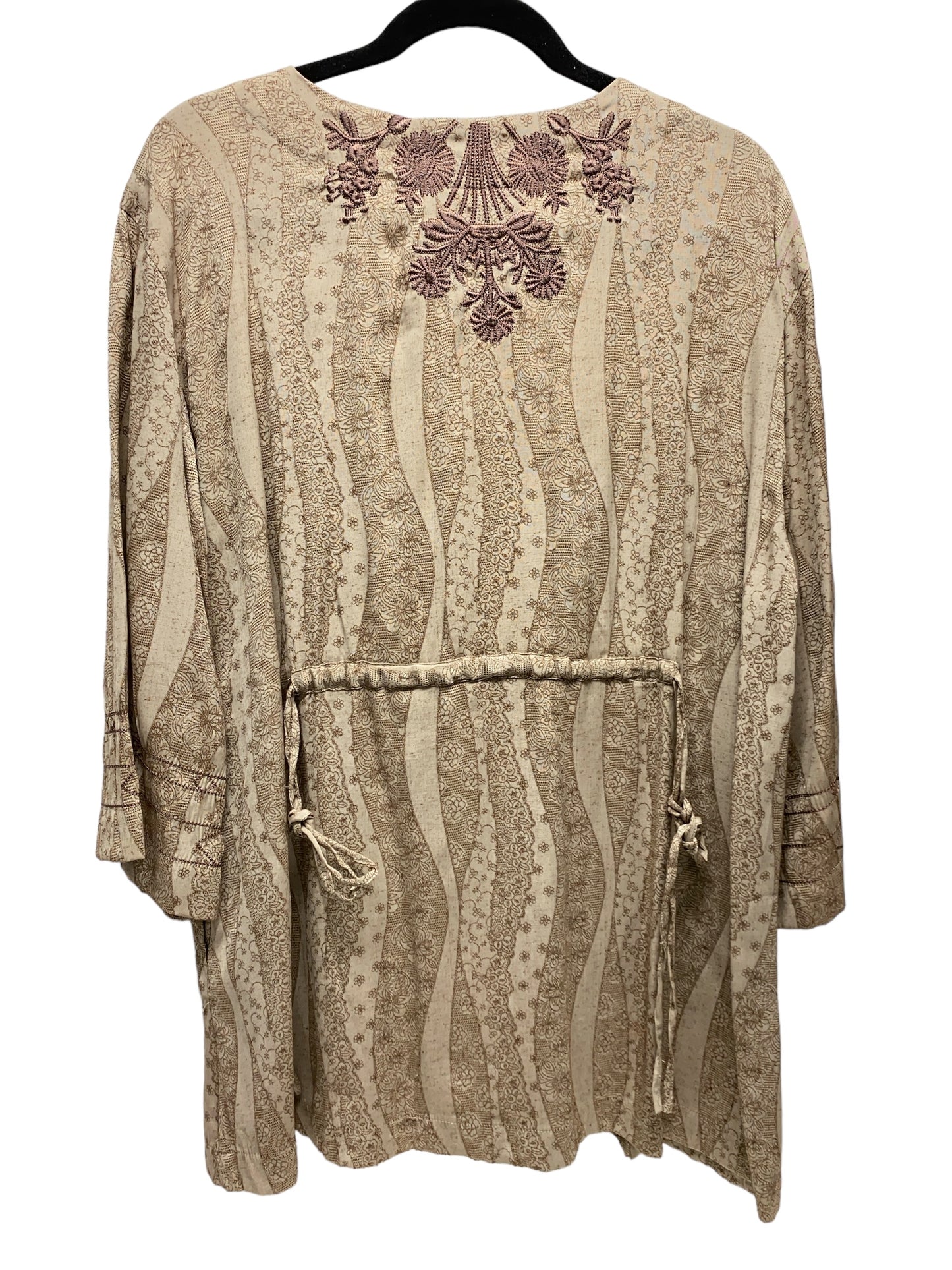 Tunic 3/4 Sleeve By Clothes Mentor In Brown, Size: L