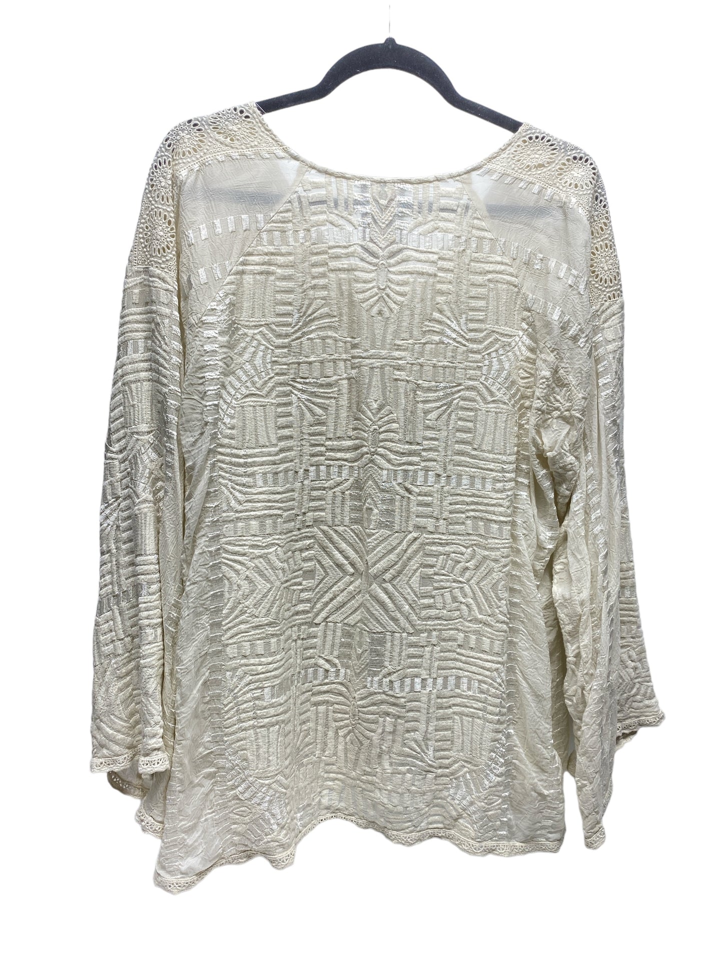 Top Long Sleeve Designer By Johnny Was In Cream, Size: L