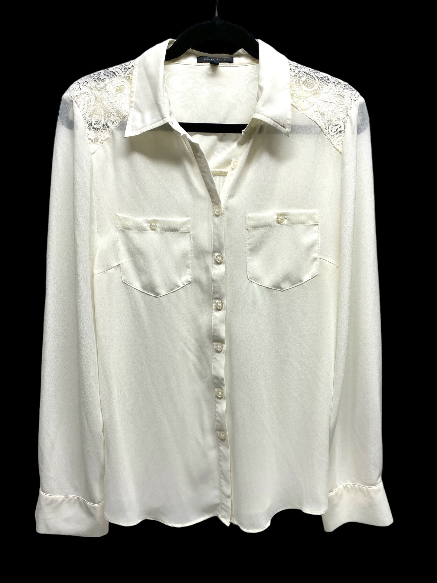 Blouse Long Sleeve By Spense In White, Size: L