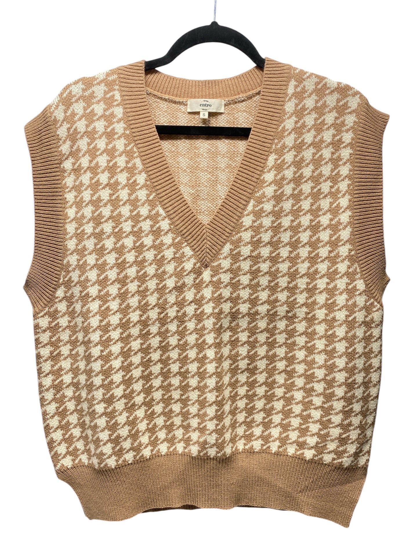 Vest Sweater By Entro In Tan & White, Size: S