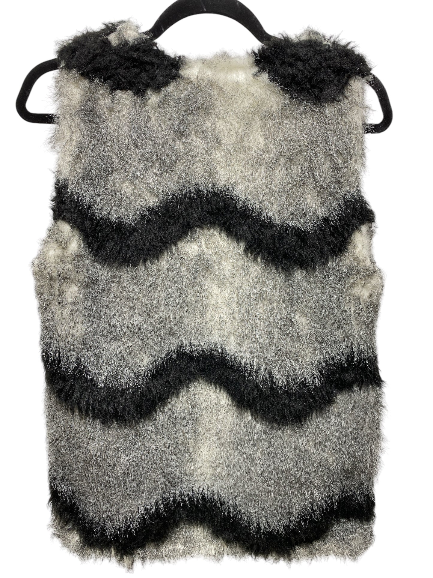 Vest Faux Fur & Sherpa By Elevenses In Black & Grey, Size: Xs