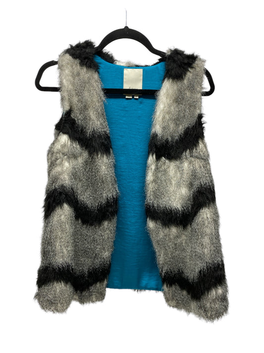 Vest Faux Fur & Sherpa By Elevenses In Black & Grey, Size: Xs