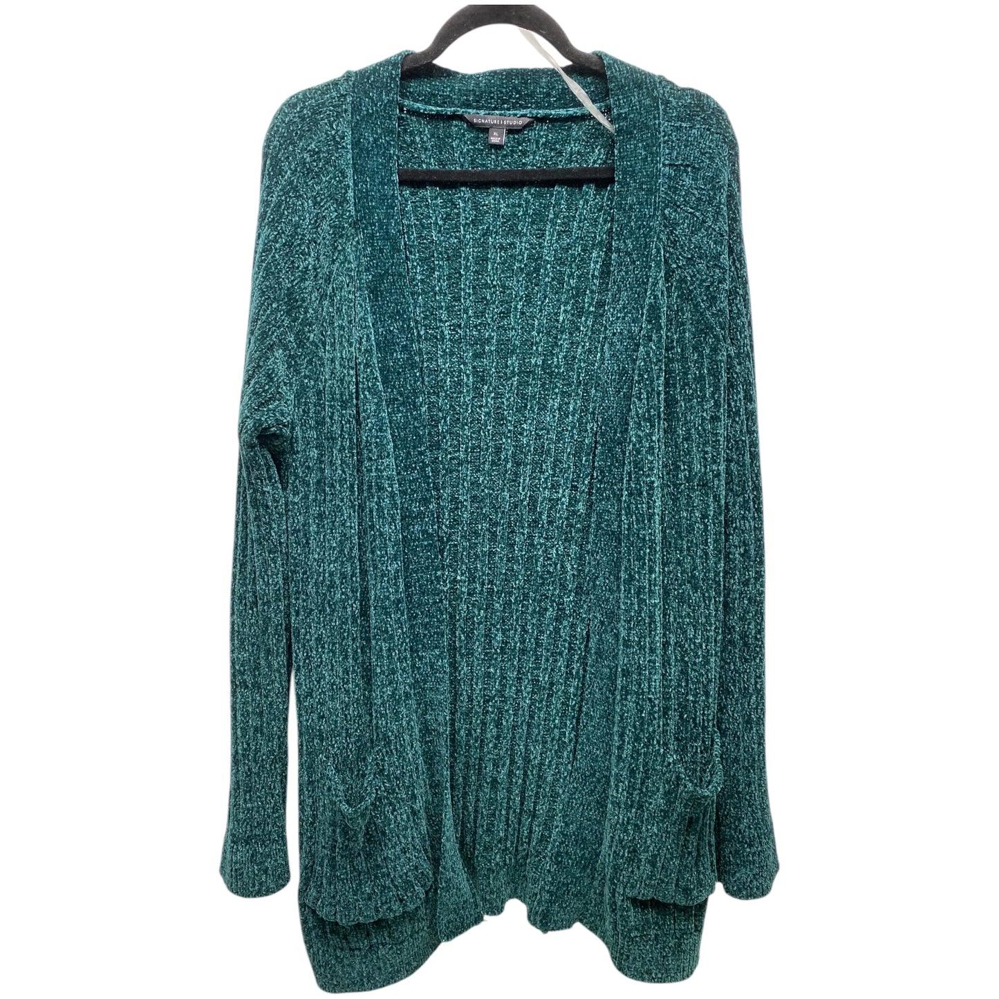 Sweater Cardigan By Signature Studio In Green, Size: Xl