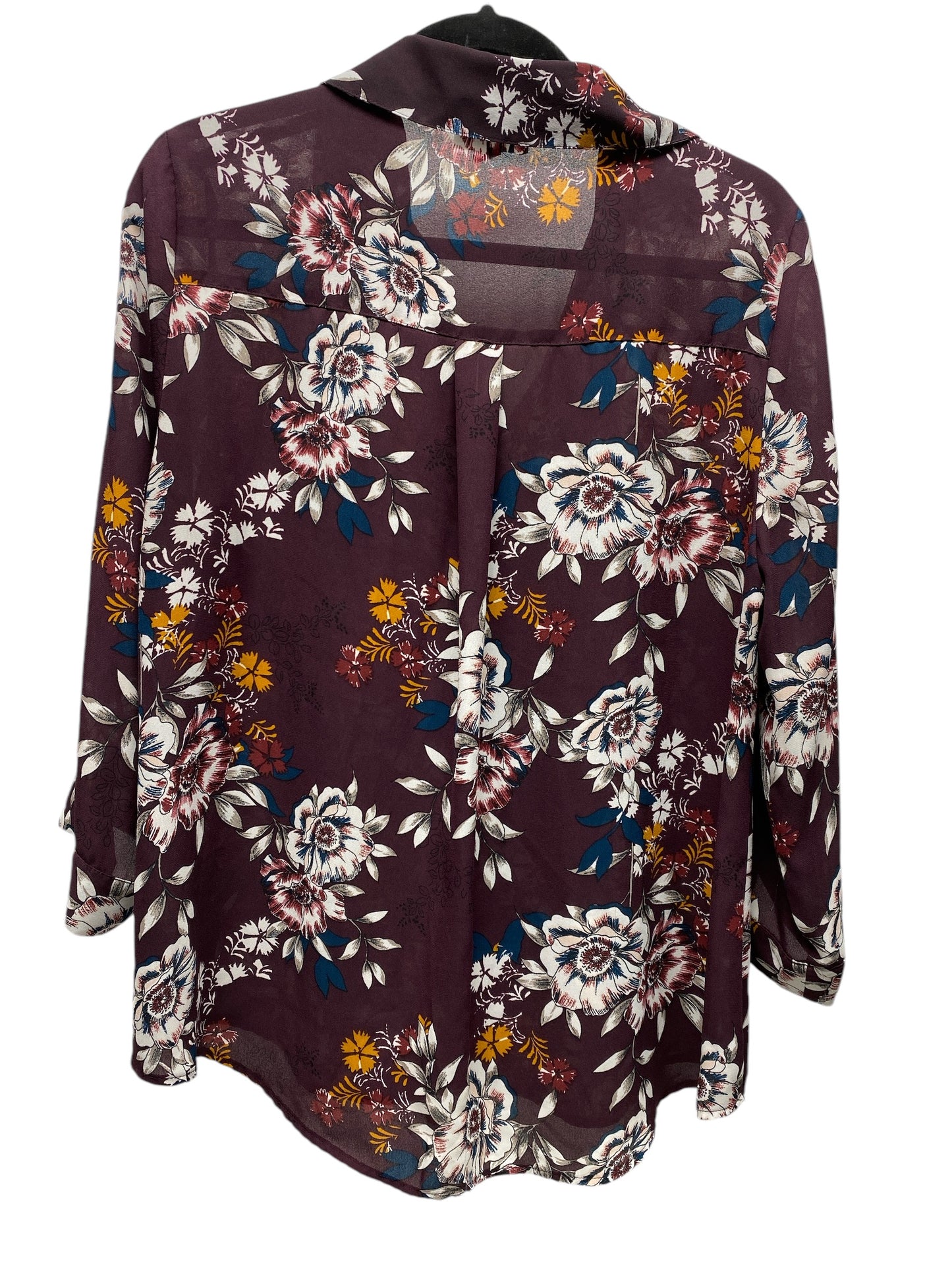 Blouse 3/4 Sleeve By By & By In Floral Print, Size: Xl