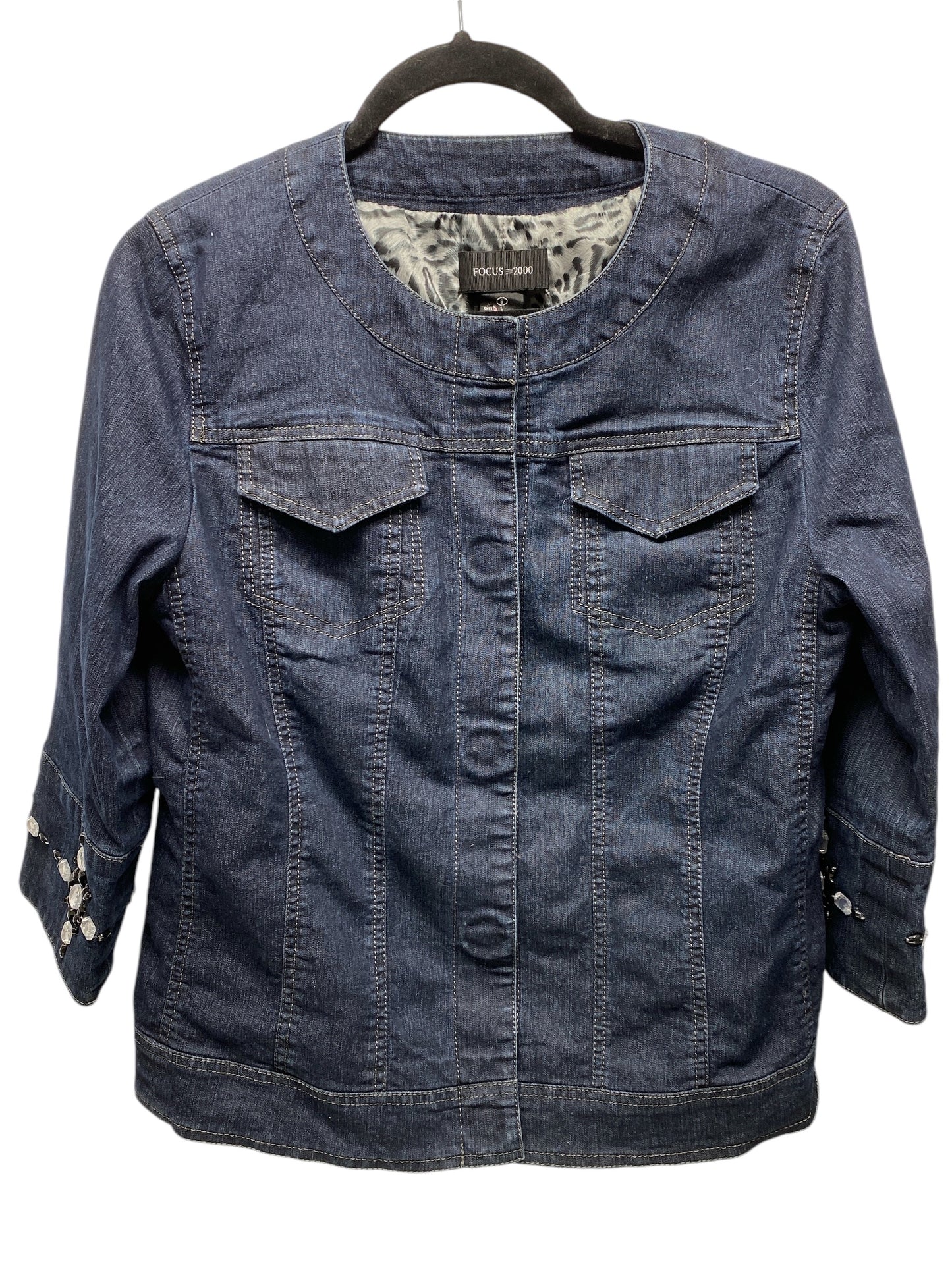 Jacket Denim By Focus 2000 In Blue Denim, Size: 3x