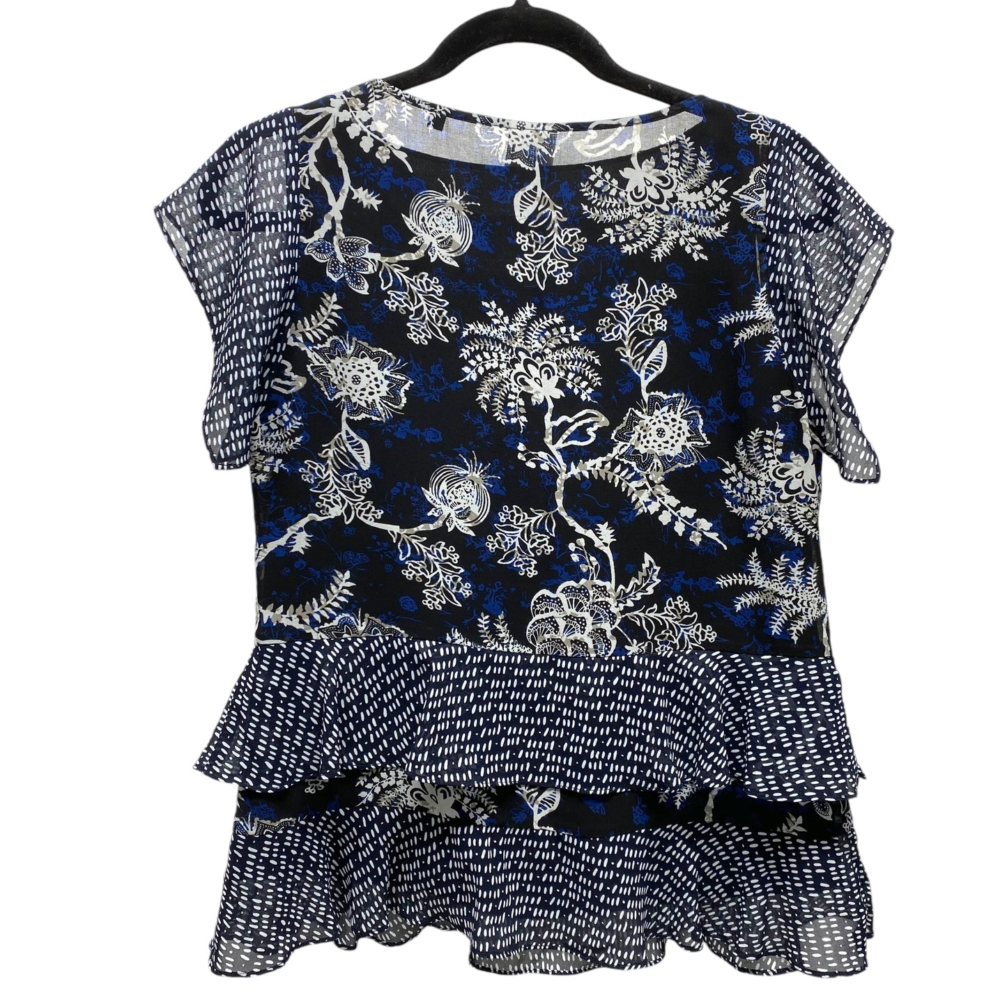 Top Short Sleeve By Cabi In Black & Blue, Size: Xs