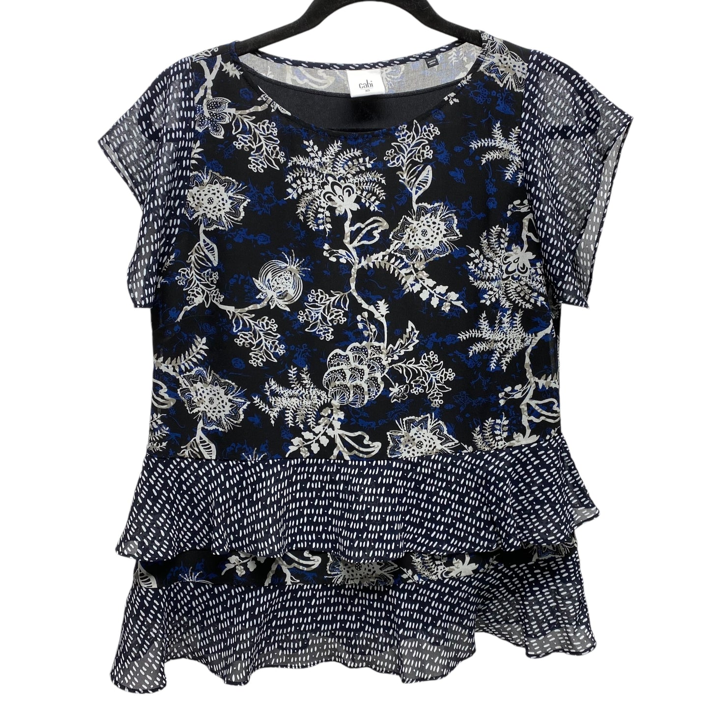 Top Short Sleeve By Cabi In Black & Blue, Size: Xs