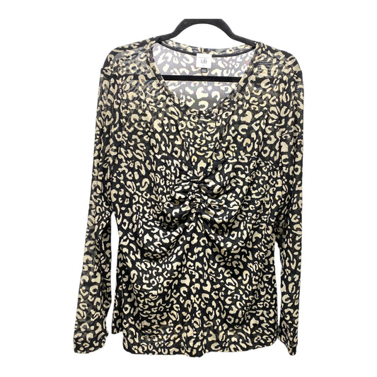 Top Long Sleeve By Cabi In Black & Tan, Size: Xl