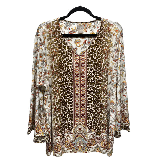 Top 3/4 Sleeve By Chicos In Animal Print, Size: Xl