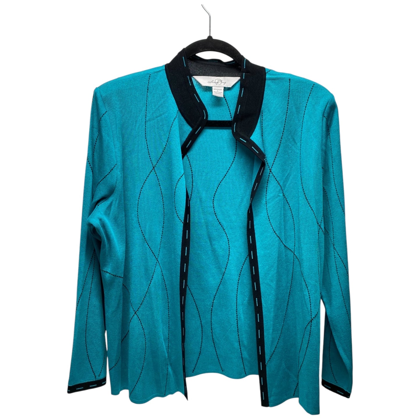 Sweater Cardigan By Ming Wang In Teal, Size: L