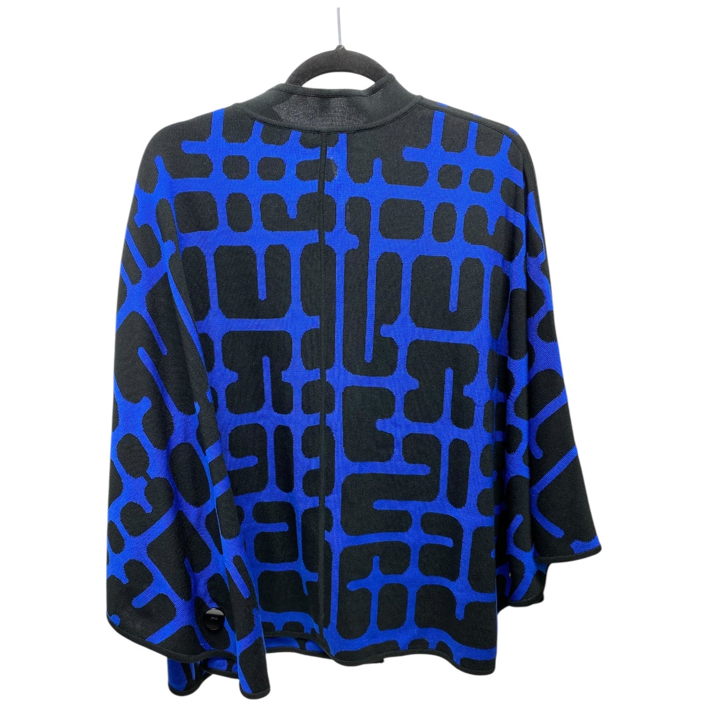 Sweater Cardigan By Ming Wang In Black & Blue, Size: Xl