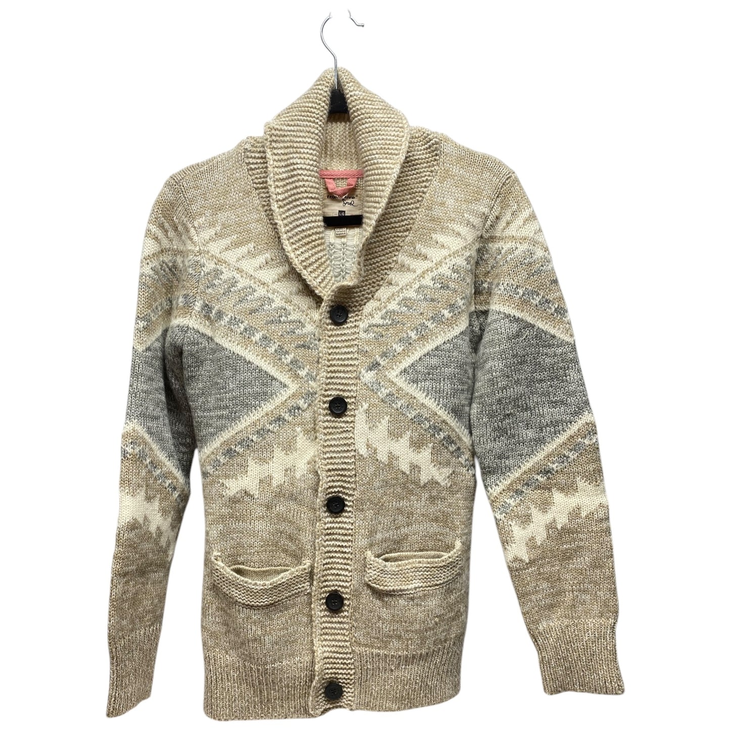 Sweater Cardigan By Cmc In Grey & Tan, Size: L