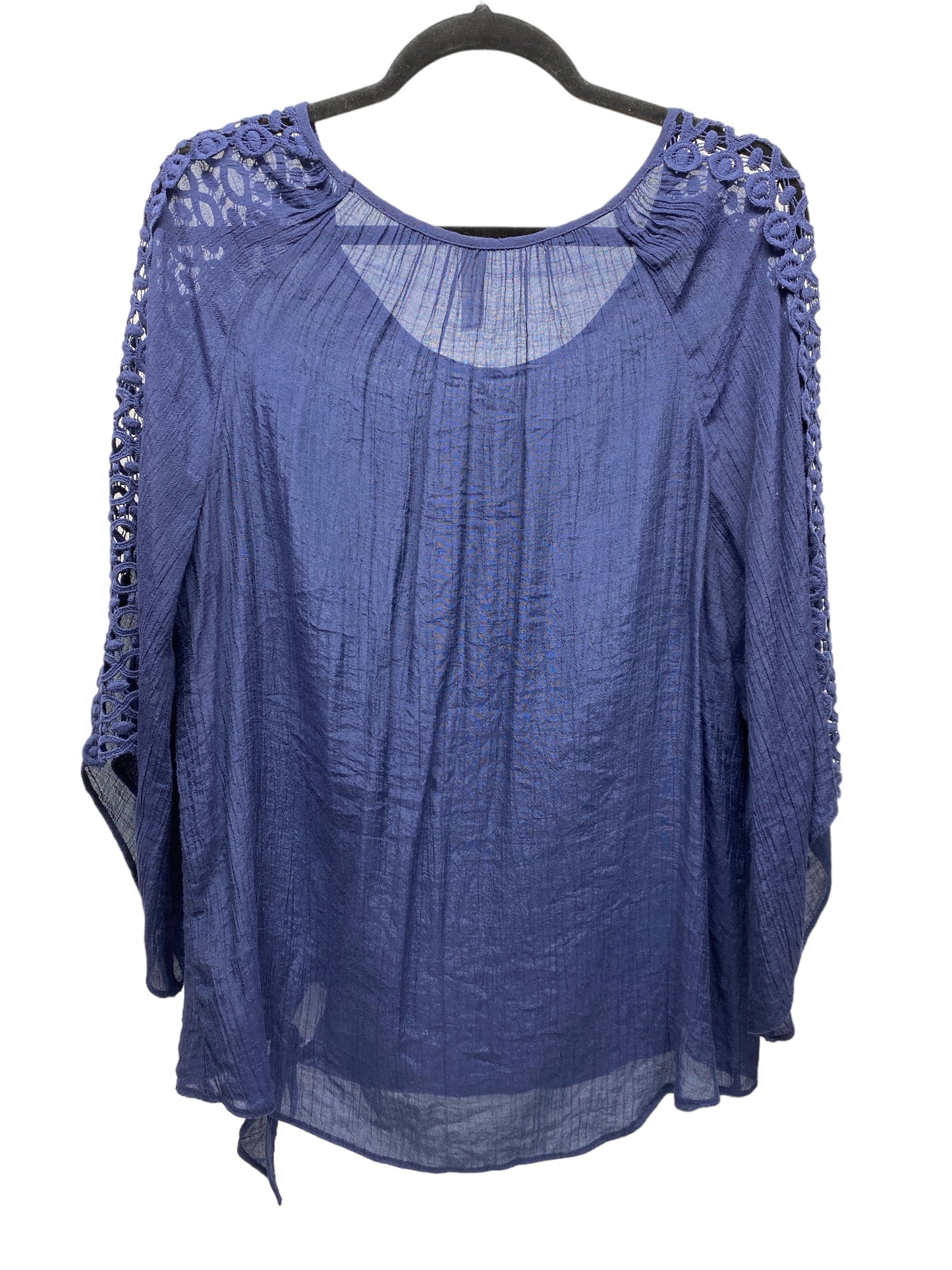 Top 3/4 Sleeve By Perseption Concept In Blue, Size: L