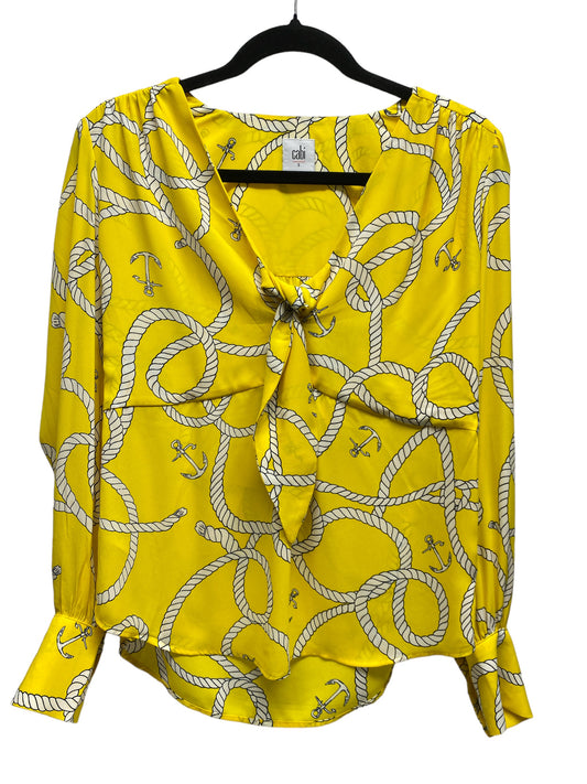 White & Yellow Top Long Sleeve Cabi, Size S