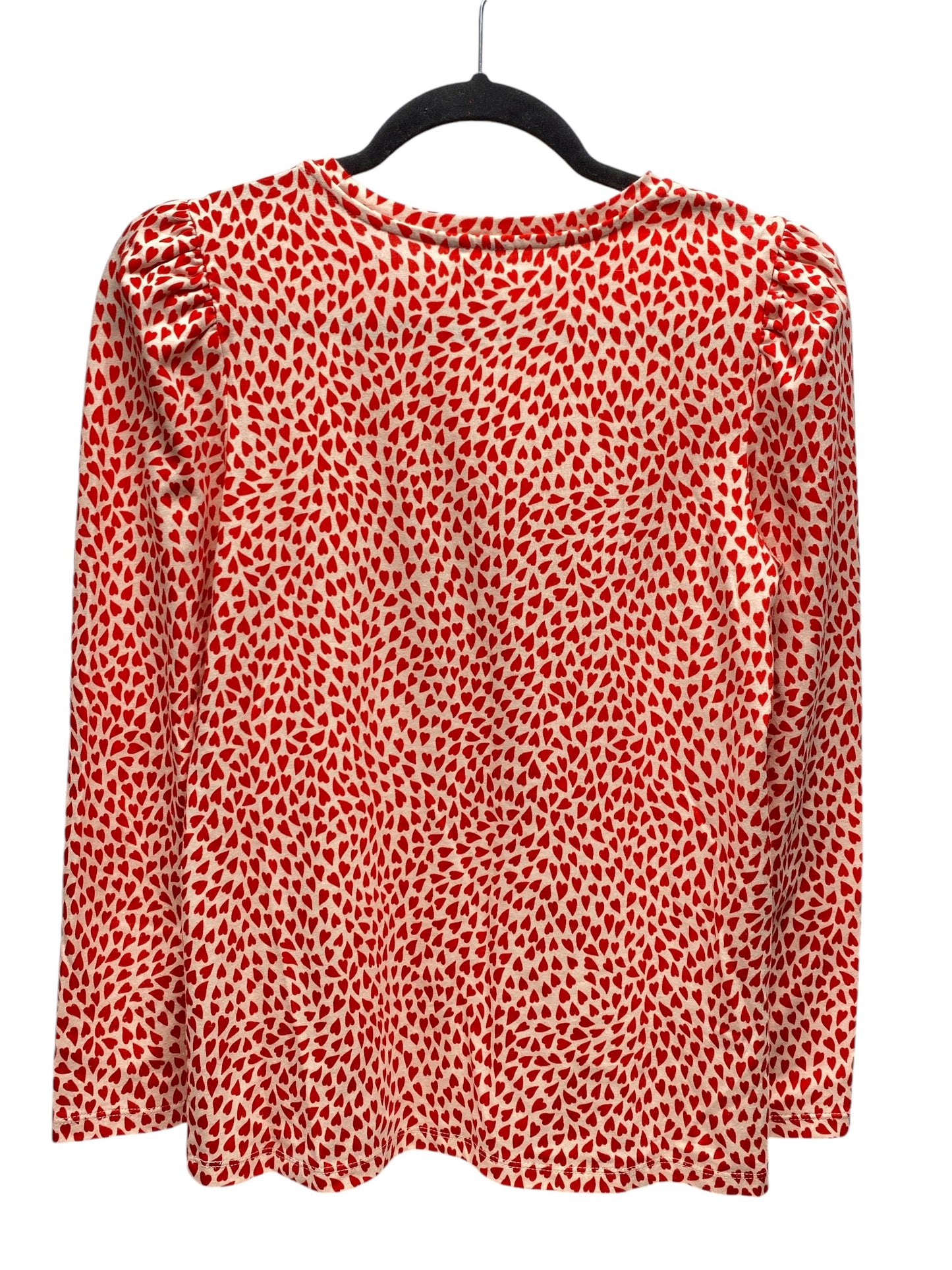 Top Long Sleeve By Ann Taylor In Cream & Red, Size: Xxs