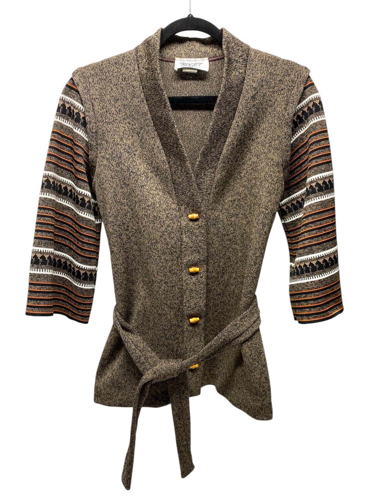 Cardigan By Clothes Mentor In Brown & Orange, Size: 8