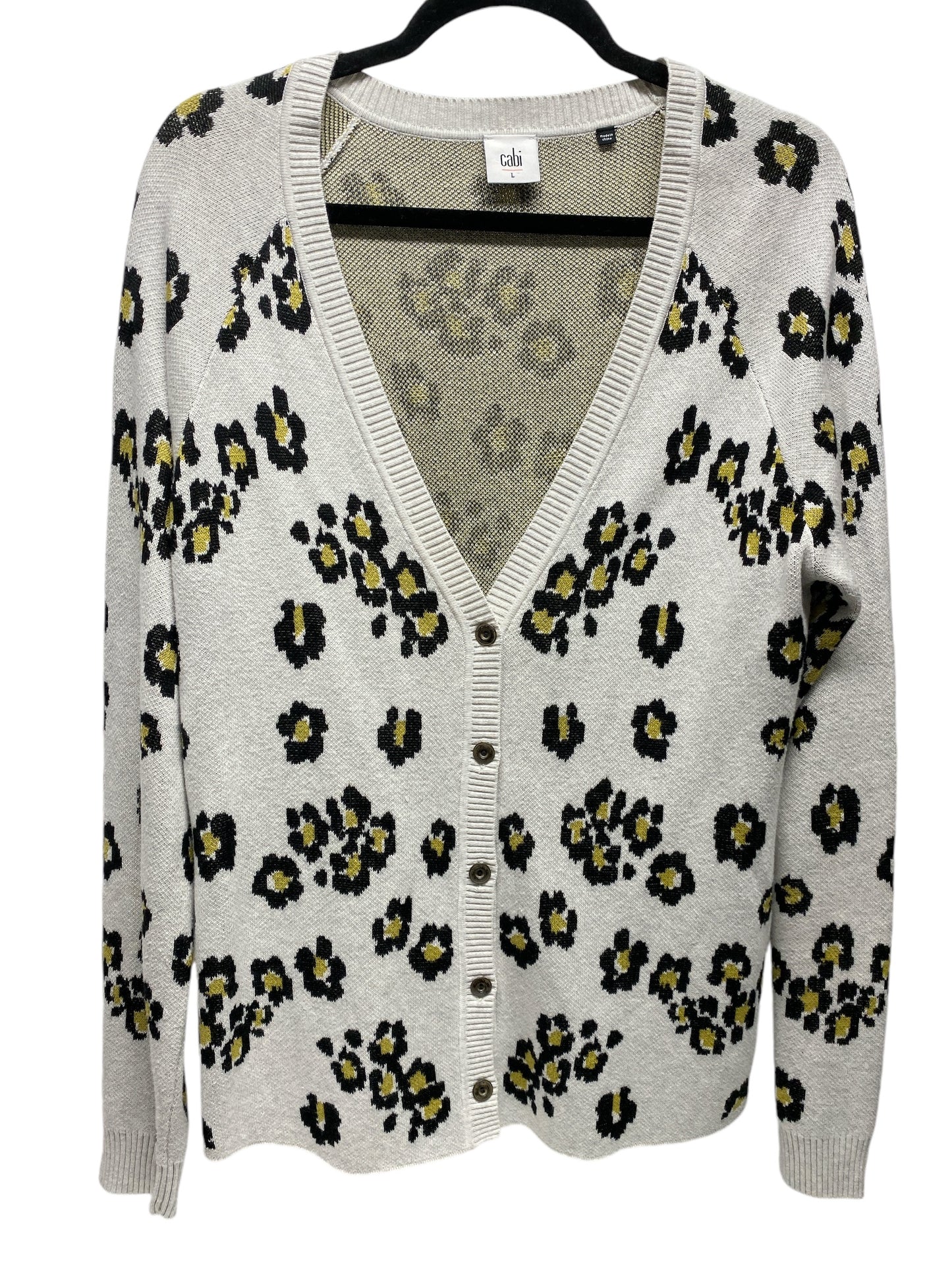 Sweater Cardigan By Cabi In Animal Print, Size: L