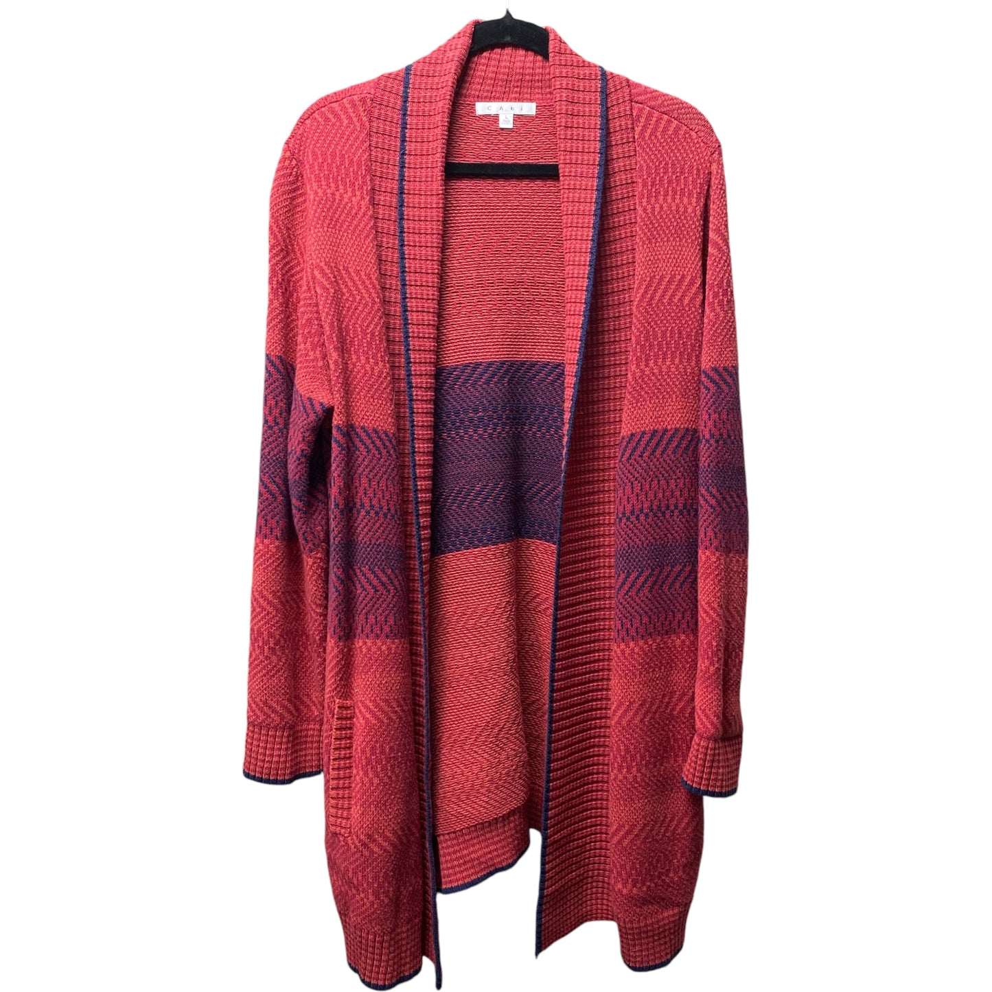 Sweater Cardigan By Cabi In Blue & Red, Size: L